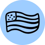 Flag of the USA drawing on blue background